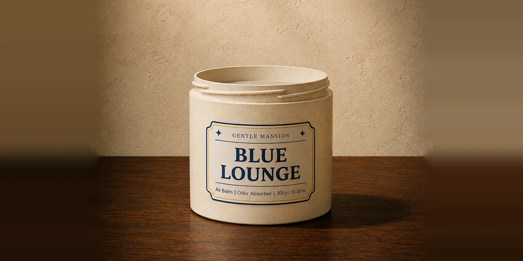 뚜껑을 연 GENTLE MANSION BLUE LOUNGE 고체형 탈취제